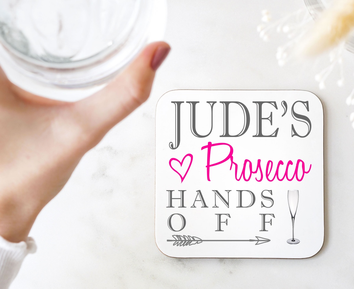 Personalised Prosecco Wooden Gift Drinks Coaster